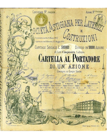 1873 - ASTIGIANA PER LATERIZI E COSTRUZIONI SOC. - ASTI - ILLUSTRATORE C.A. NEUMANN LIT.