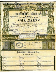 1872 - SOC. ANON. D'ASTI RIUNIONE DEI CONCIMI