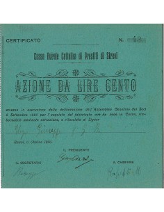 1920 - CASSA RURALE CATTOLICA DI PRESTITI DI STREVI