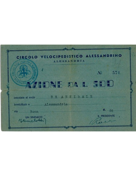 1909 - CIRCOLO VELOCIPEDISTICO ALESSANDRINO