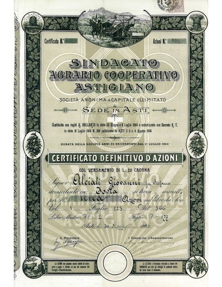 1915 - SINDACATO AGRARIO COOPERATIVO ASTIGIANO
