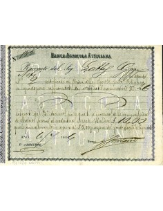 1876 - BANCA AGRICOLA ASTIGIANA - ASTI
