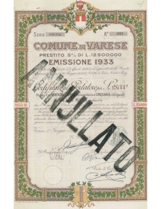 COMUNE DI VARESE SERIE PRIMA 50 OBBLIGAZIONI VARESE 1933
