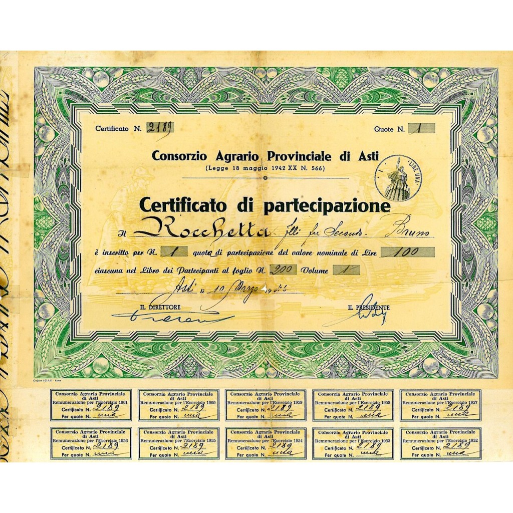 1945 - CONSORZIO AGRARIO PROVINCIALE DI ASTI