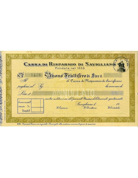 1900 - CASSA DI RISPARMIO DI SAVIGLIANO