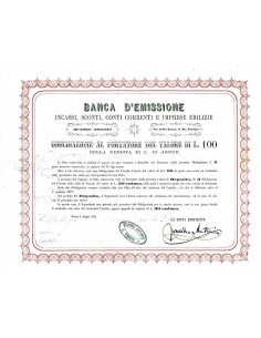 1872 - BANCA D'EMISSIONE INCASSI, SCONTI, CONTI CORRENTI...