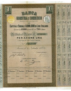 1882 - BANCA INDUSTRIA E COMMERCIO (1 AZIONE)
