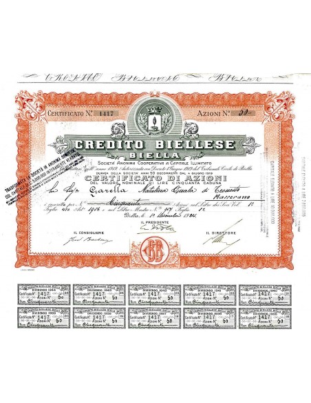 1924 - CREDITO BIELLESE - BIELLA