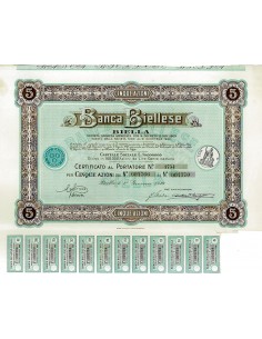 1919 - BANCA BIELLESE - BIELLA (5 AZIONI)
