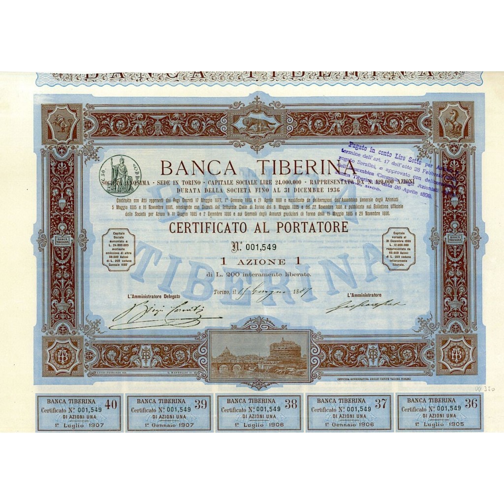 1887 - BANCA TIBERINA (ILLUSTRATORE L....