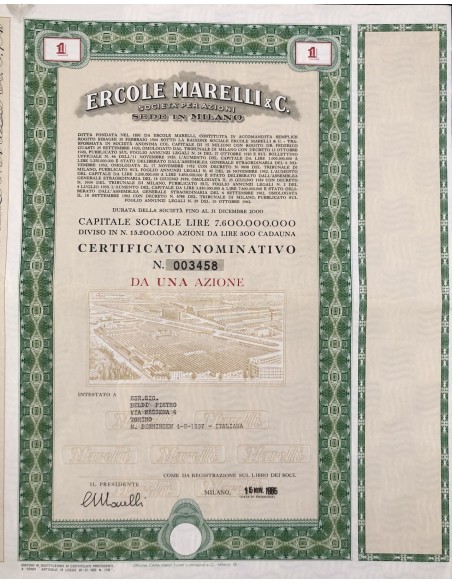 1985 - ERCOLE MARELLI & C. SPA - 1 AZIONE MILANO