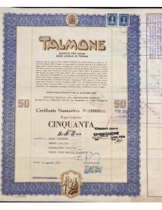 1970 - TALMONE CERTIFICATO DA 50 AZIONI - TORINO