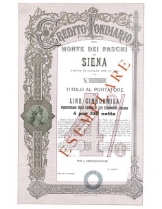 CREDITO FONDIARIO DEL MONTE DEI PASCHI DI SIENA - 5000 LIRE - SIENA 1905