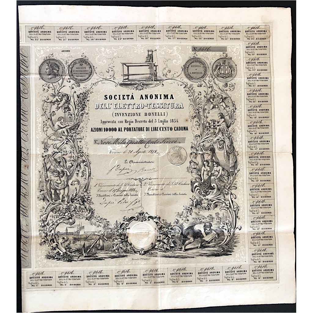 1854 - SOCIETA' ANONIMA DELL'ELETTRO TESSITURA...