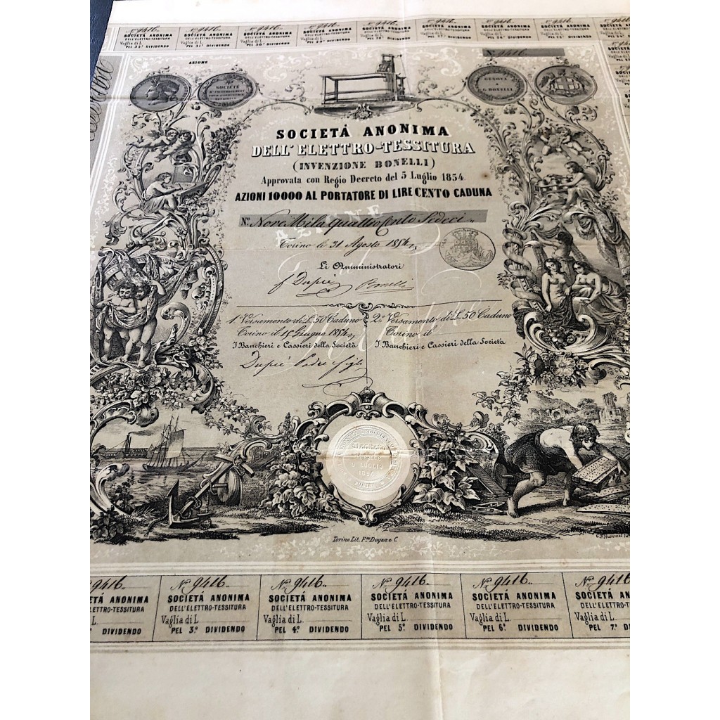 1854 - SOCIETA' ANONIMA DELL'ELETTRO TESSITURA...