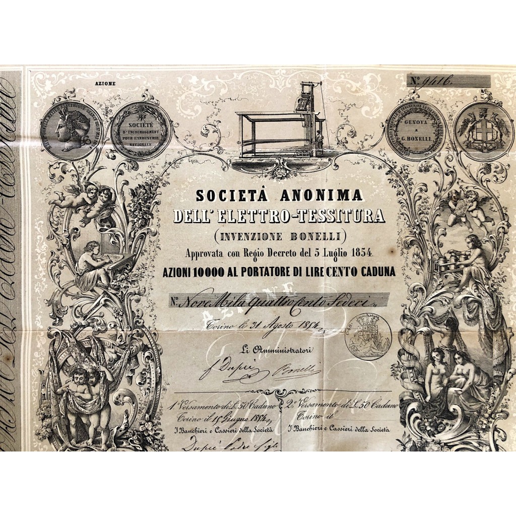1854 - SOCIETA' ANONIMA DELL'ELETTRO TESSITURA...