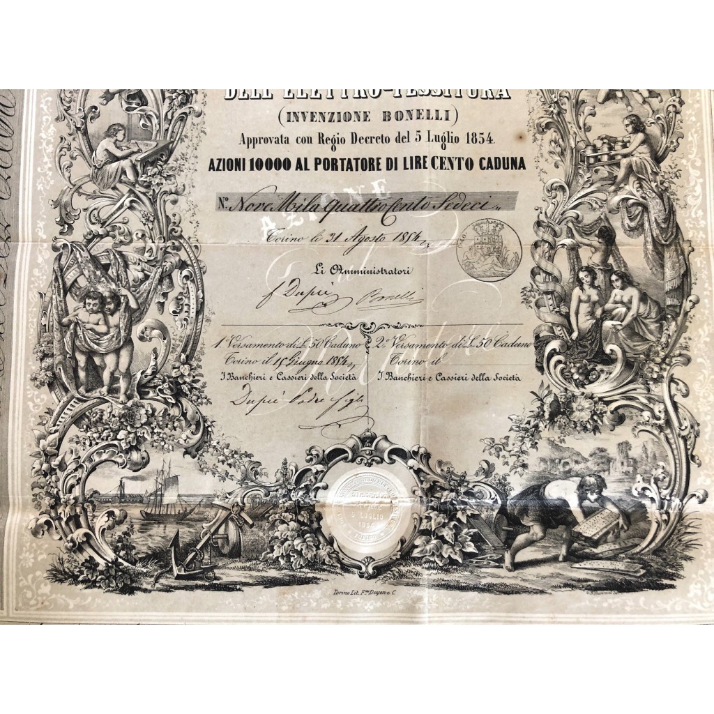 1854 - SOCIETA' ANONIMA DELL'ELETTRO TESSITURA...