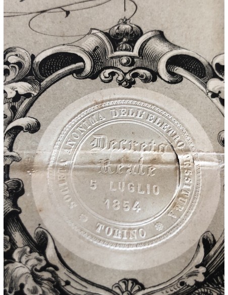 1854 - SOCIETA' ANONIMA DELL'ELETTRO TESSITURA INVENZIONE BONELLI - 1 AZIONE - TORINO