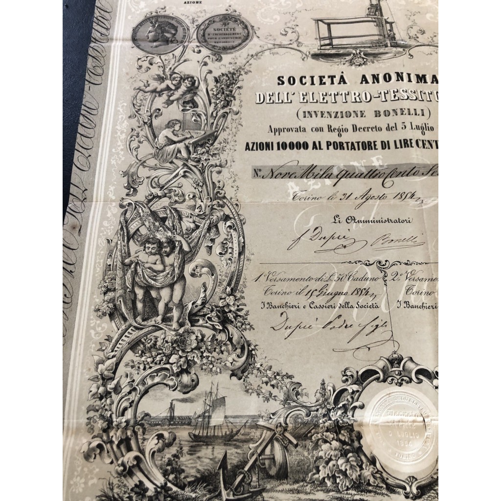 1854 - SOCIETA' ANONIMA DELL'ELETTRO TESSITURA...