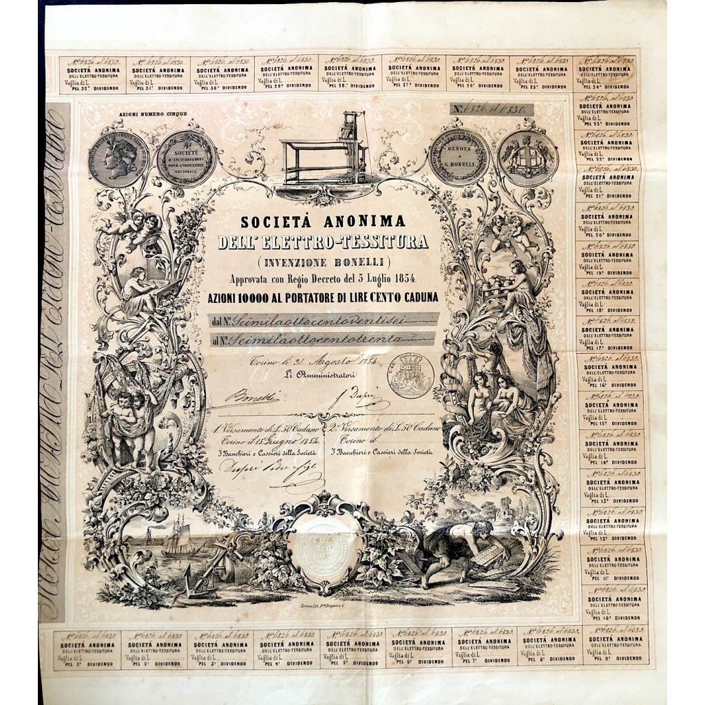 1854 - SOCIETA' ANONIMA DELL'ELETTRO TESSITURA...