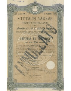 CITTA' DI VARESE ED UNITE CASTELLANZE CARTELLA VARESE 1901