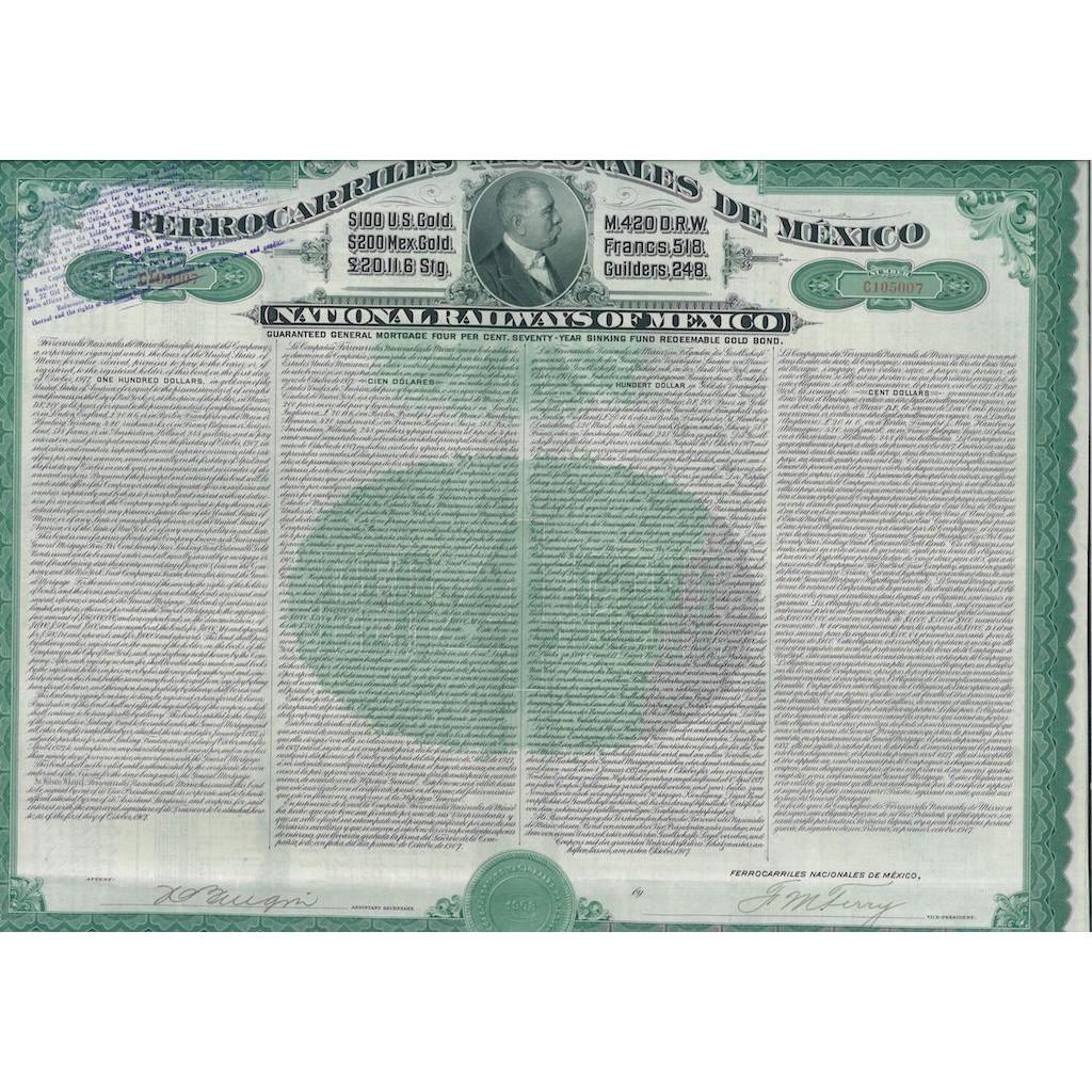 1907 - FERROCARRILES NACIONALES DE MEXICO 100...