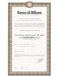 BANCO DI MILANO - 50 AZIONI MILANO 1974