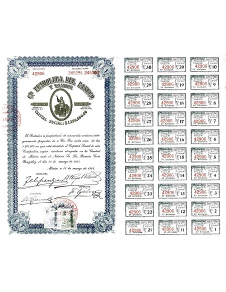 1914 - PETROLERA DEL PANUCO Y TAMESI (50 AZIONI)