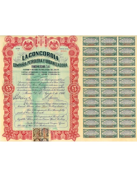 1914 - LA CONCORDIA - COMP. PETROLERA Y URBANIZADORA £ 5