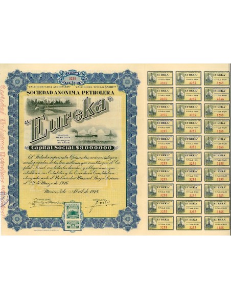 1918 - EUREKA SOC. ANONIMA PETROLERA (500 AZIONI)