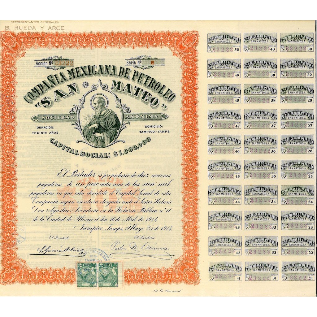 1914 - COMPANIA MEXICANA DE PETROLEO SAN MATEO...