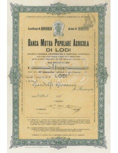 BANCA MUTUA POPOLARE AGRICOLA - UNA AZIONE LODI 1926