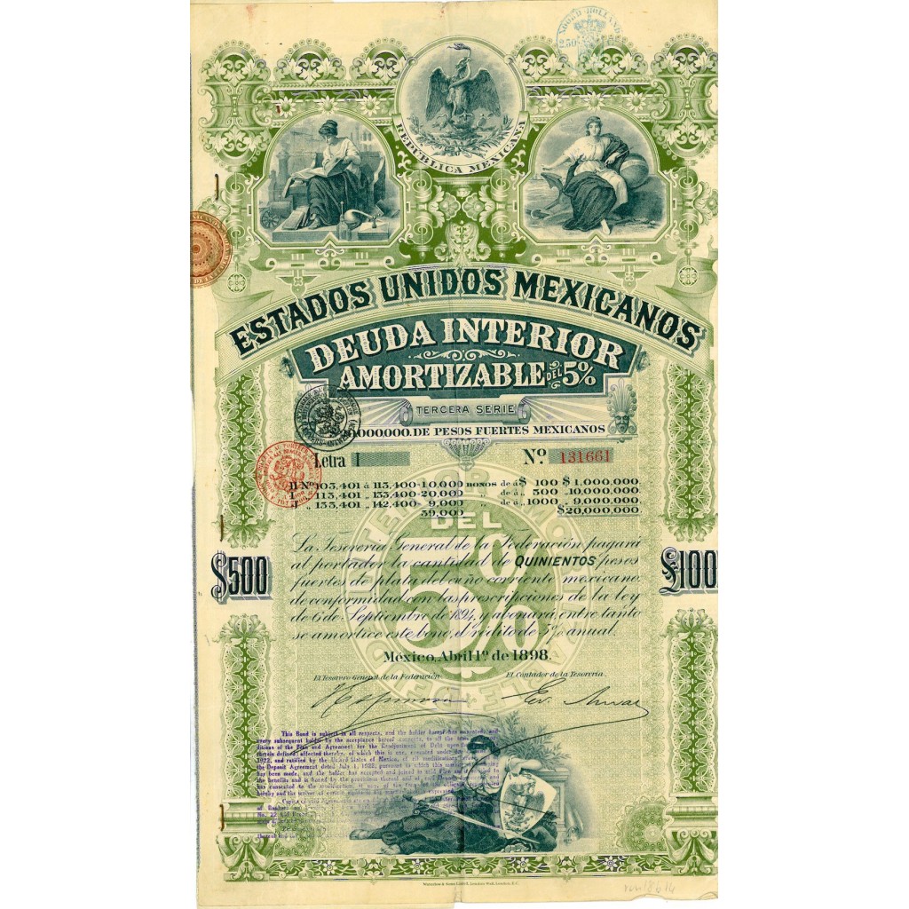 1898 - REPUBLICA MEXICANA 5% ESTADOS UNIDOS...