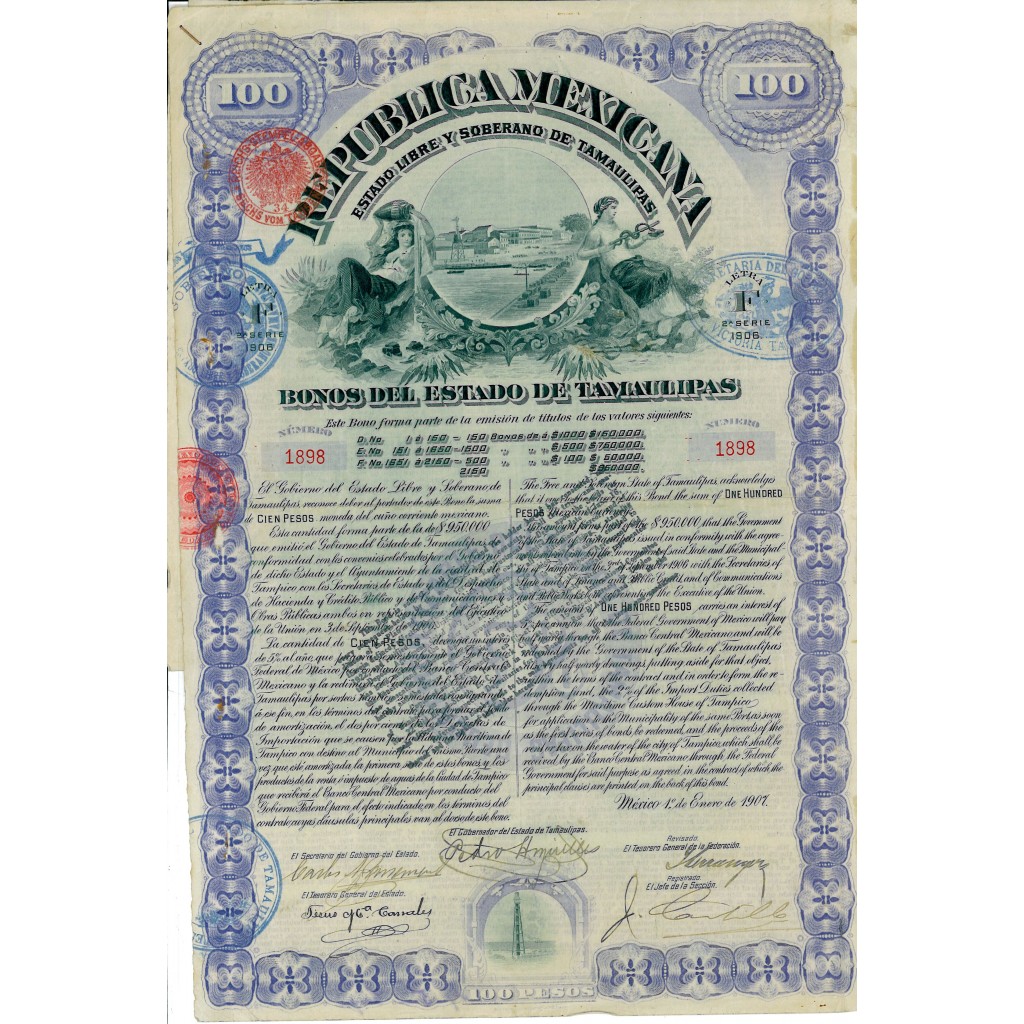 1907 - REPUBLICA MEXICANA - BONOS DEL ESTADO DE...