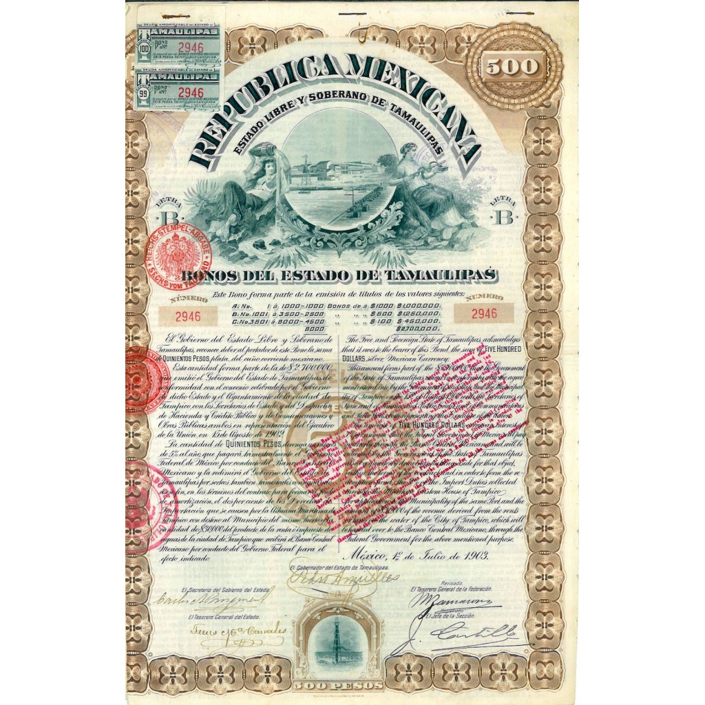 1903 - REPUBLICA MEXICANA - BONOS DEL ESTADO DE...
