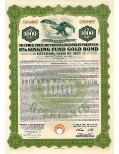 1927 - THE FREE STATE OF PRUSSIA 6% SINKING FUND BOND $...