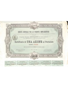 SOC. GEN. PER LE FERROVIE COMPLEMENTARI - UNA AZIONE ROMA 1885