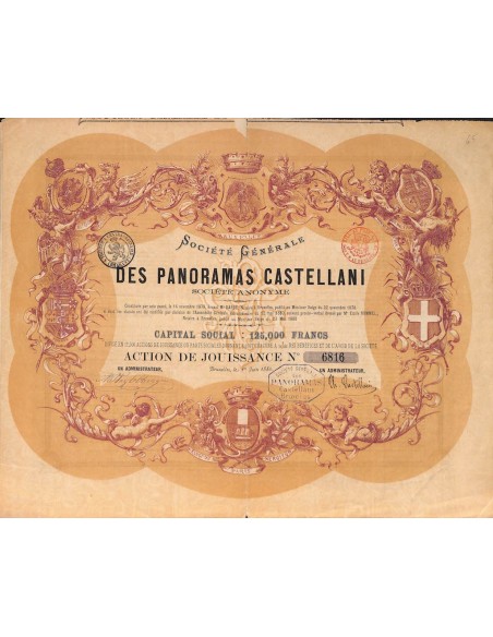 SOCIETE' GENERALE DES PANORAMAS CASTELLANI - 1 ACTION - BRUXELLES 1880