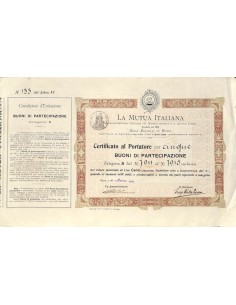 LA MUTUA ITALIANA - 5 BUONI DI PARTECIPAZIONE ROMA 1909