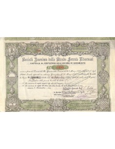 SOC. ANON. DELLE STRADE FERRATE LIVORNESI - UNA AZIONE - FIRENZE 1881