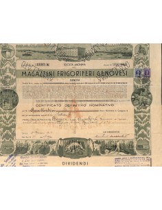 SOC. ANON. MAGAZZINI FRIGORIFERI GENOVESI - 14 AZIONI - GENOVA 1951