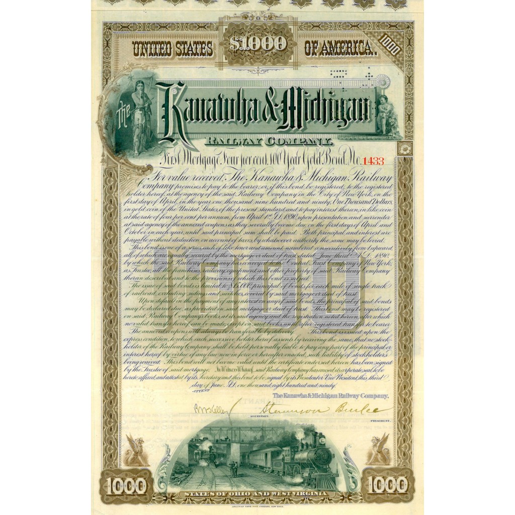 1890 - THE KANAWHA & MICHIGAN RAILWAY COMPANY...