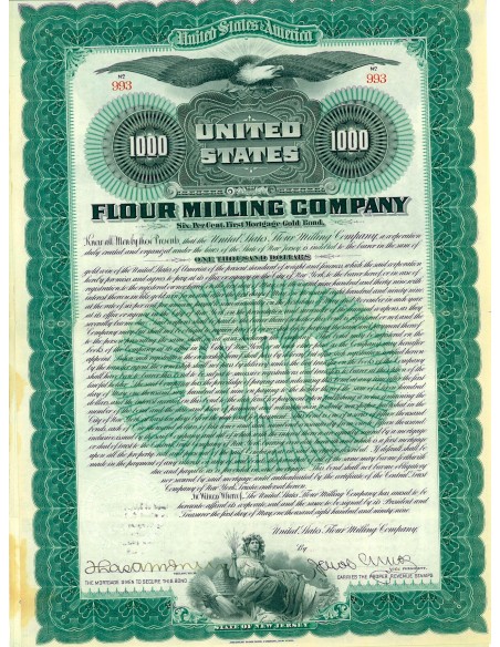 1899 - UNITED STATES FLOUR MILLING COMPANY Gold Bond $ 1.000