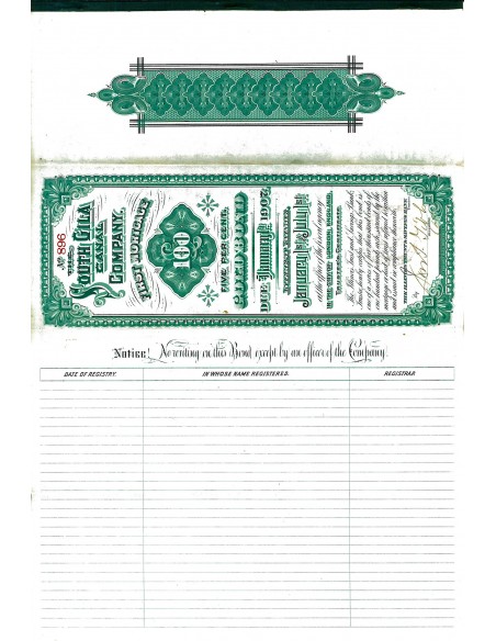 1907 - THE SOUTH GILA CANAL COMPANY  $ 100