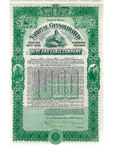 1910 - NATIONAL CONSOLIDATED WIRE AND CABLE COMP. 5%   $ 1.000