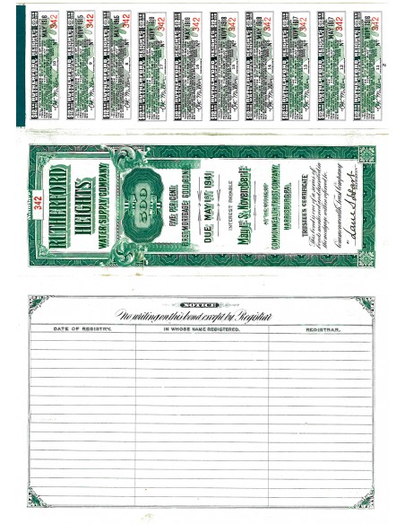 1911 - RUTHERFORD HEIGHTS WATER SUPPLY COMP. 5%   $ 500