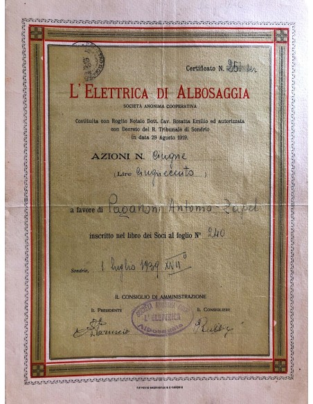 1939 - L'ELETTRICA DI ALBOSAGGIA - SONDRIO
