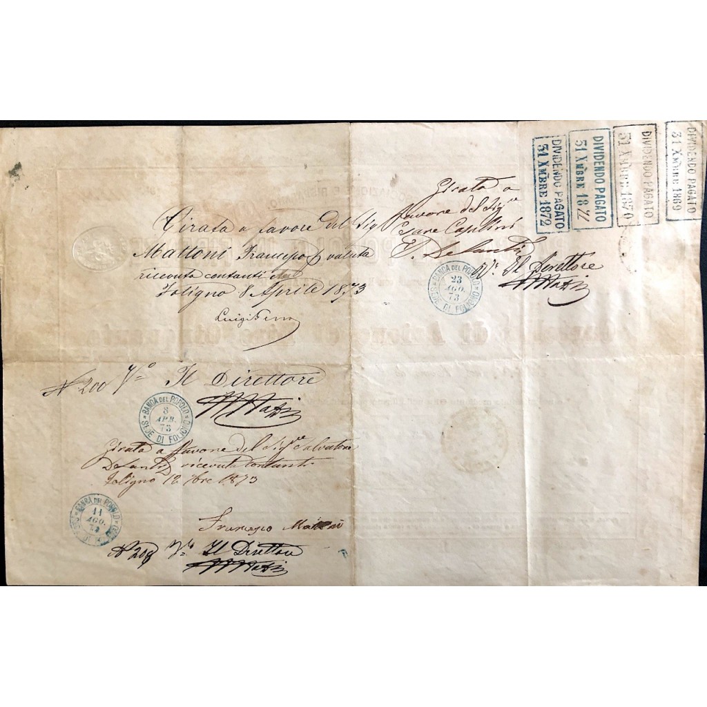 1869 - BANCA DEL POPOLO IN FIRENZE 54° SERIE