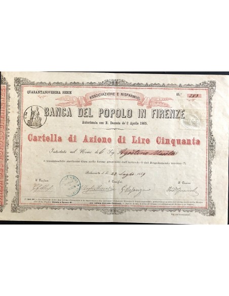 1869 - BANCA DEL POPOLO IN FIRENZE 49° SERIE