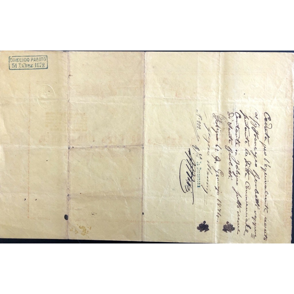 1872 - BANCA DEL POPOLO IN FIRENZE 98° SERIE